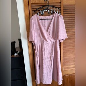 Elegant Pink Wrap Dress